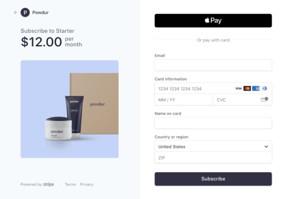 Example of Stripe Checkout